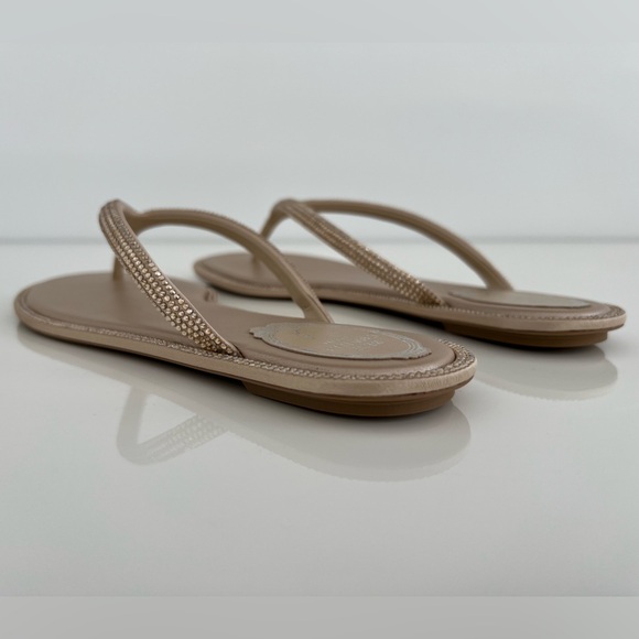 RENE CAOVILLA DIANA BEIGE SATIN HONEY STRASS SANDALS SIZE IT 38 / US 38 NIB! - Picture 12 of 17